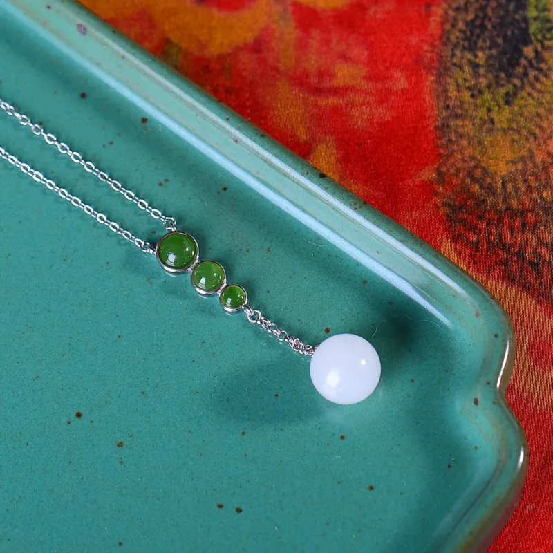 Jade Ink Love Minimalist Style Versatile White Jade Women's-3