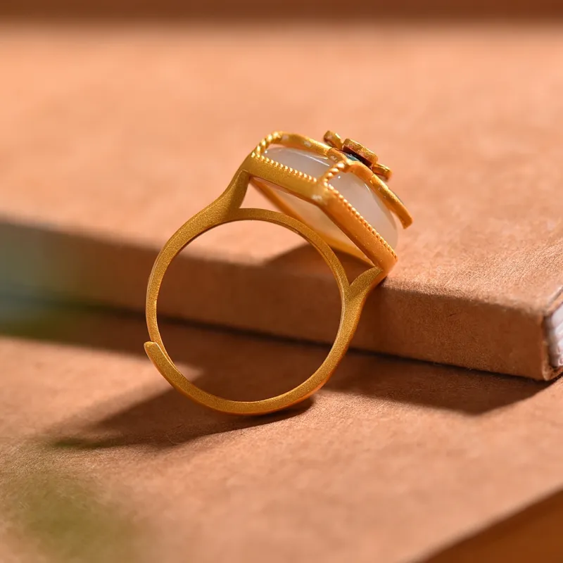 Jade Ink Love Rings White Jade Women's-4