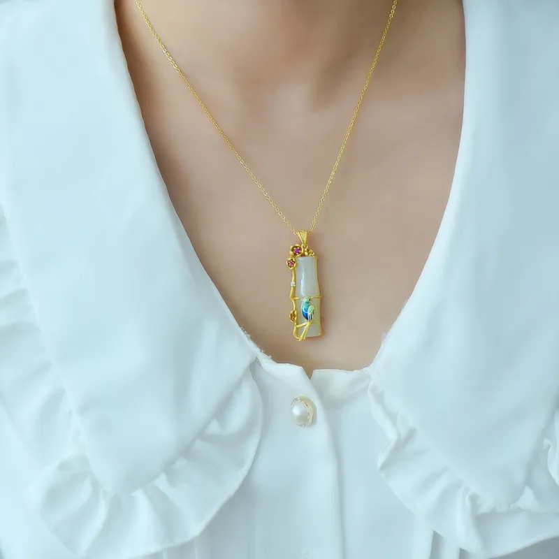Jade Ink Love Versatile Design Necklace White Jade Unisex-1