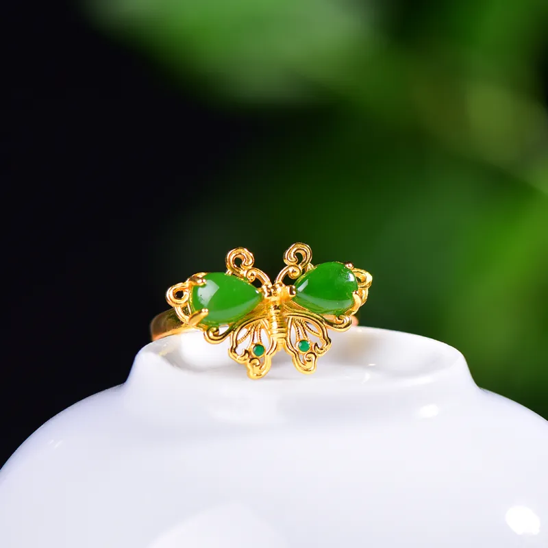 Jade Ink Love Hetian Jade Rings Jasper Women's-4