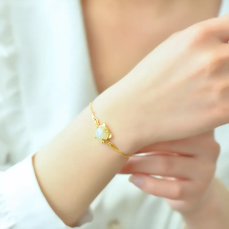 Jade Ink Love Hetian Jade Bracelets White Jade Unisex-5