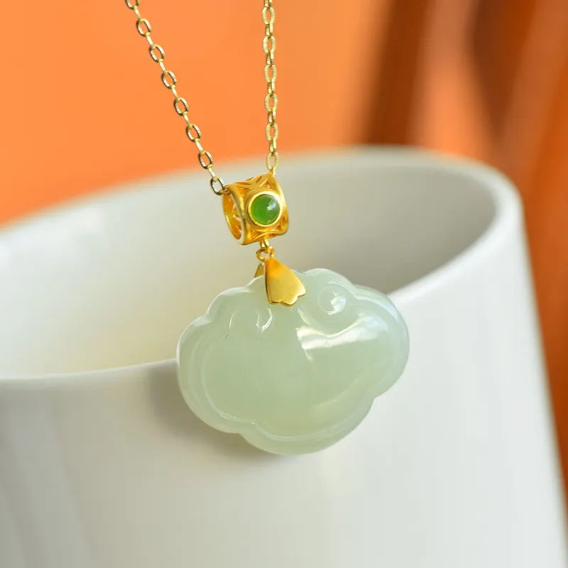 Jade Ink Love Chinese Fashion Trend, Chinese Style, Niche White Jade/Pale Greenish White Jade Unisex-1