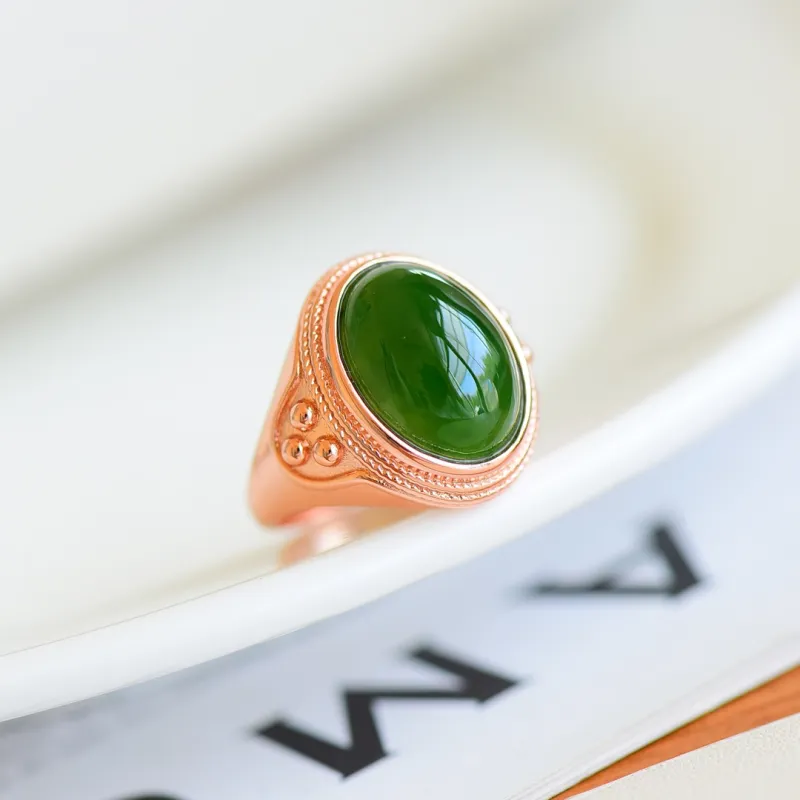 Jade Ink Love Hetian Jade Rings Jasper Women's-2