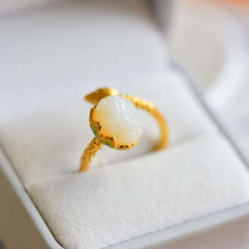 Jade Ink Love Hetian Jade Rings White Jade Unisex-3