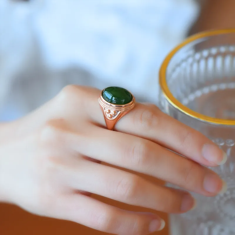 Jade Ink Love Hetian Jade Rings Jasper Women's-5