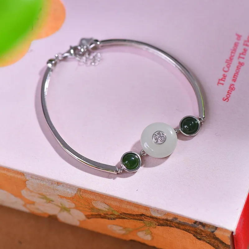 Jade Ink Love Hetian Jade Bracelets White Jade Women's-3