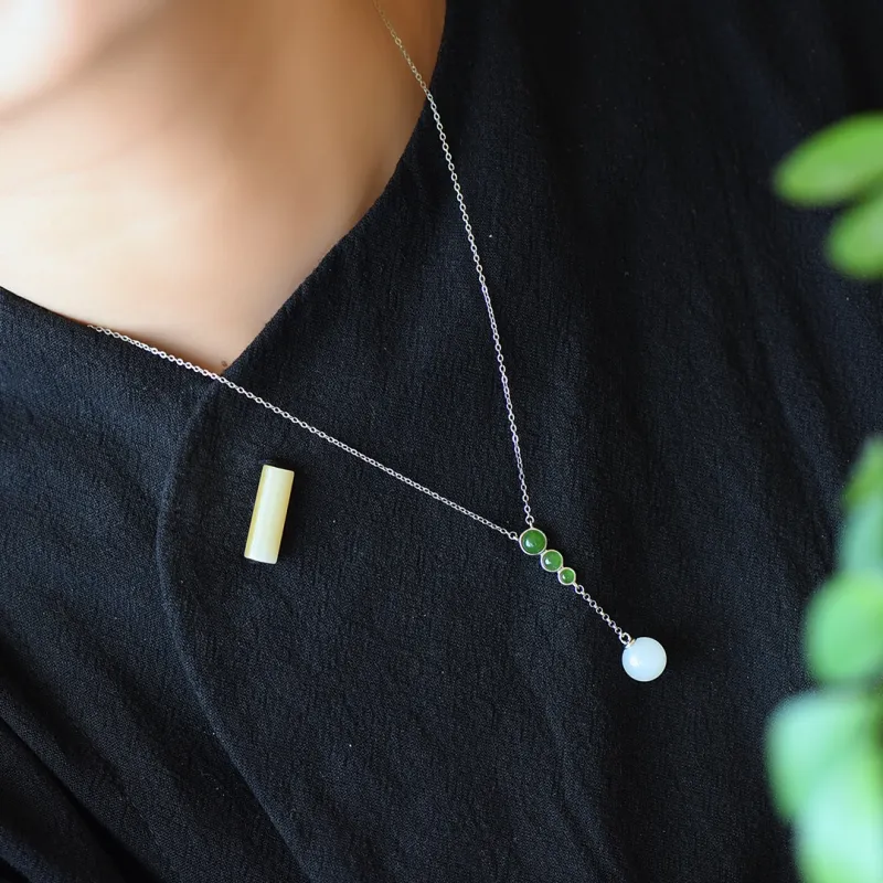 Jade Ink Love Minimalist Style Versatile White Jade Women's-6
