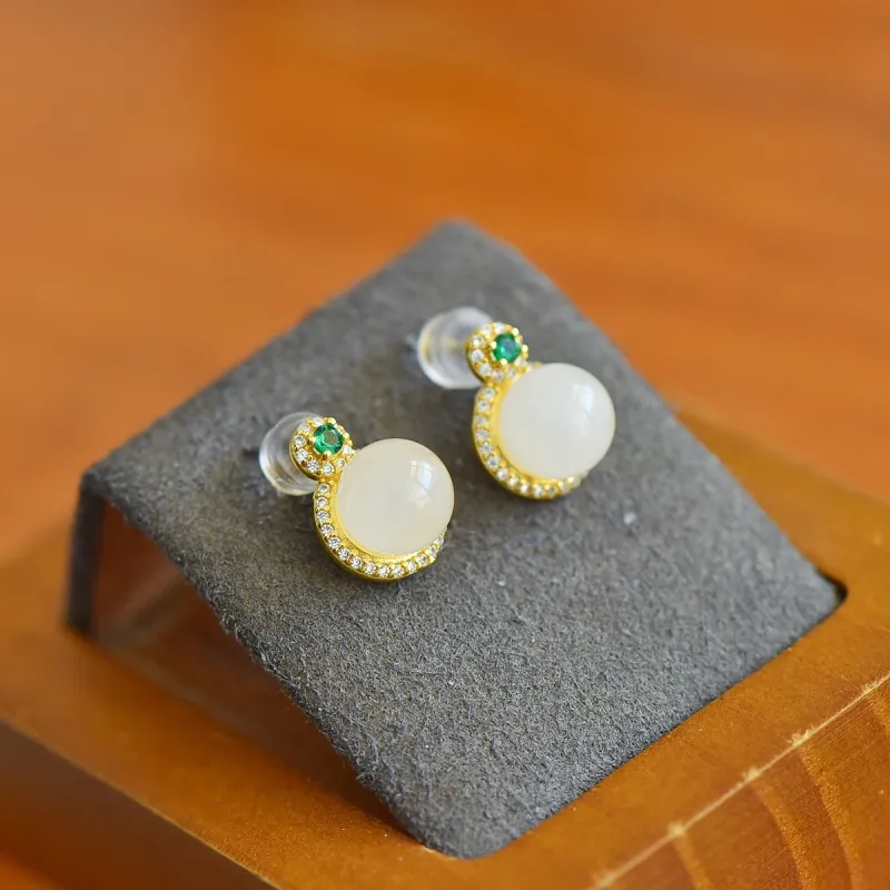 Jade Ink Love Earrings White Jade Women's-3