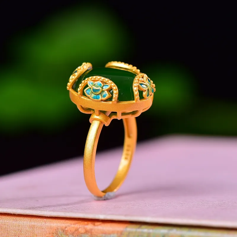 Jade Ink Love Hetian Jade Rings Jasper Women's-3