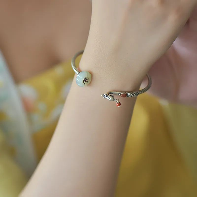 Jade Ink Love Bangles White Jade Women's-5