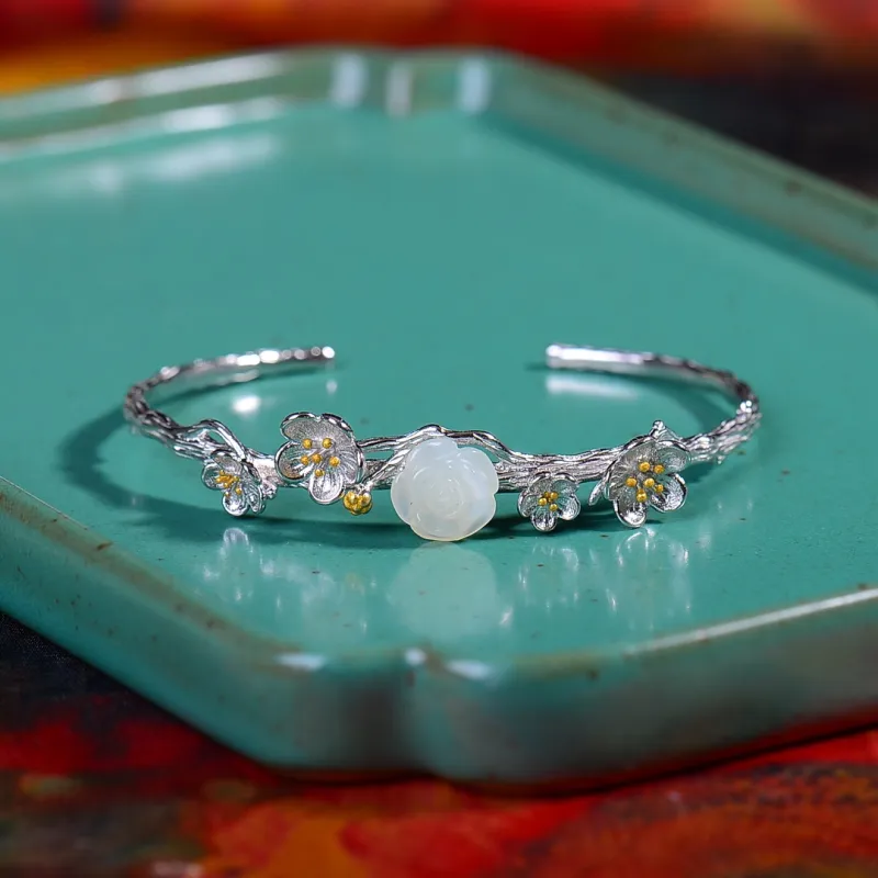 Jade Ink Love Bangles White Jade Women's-1