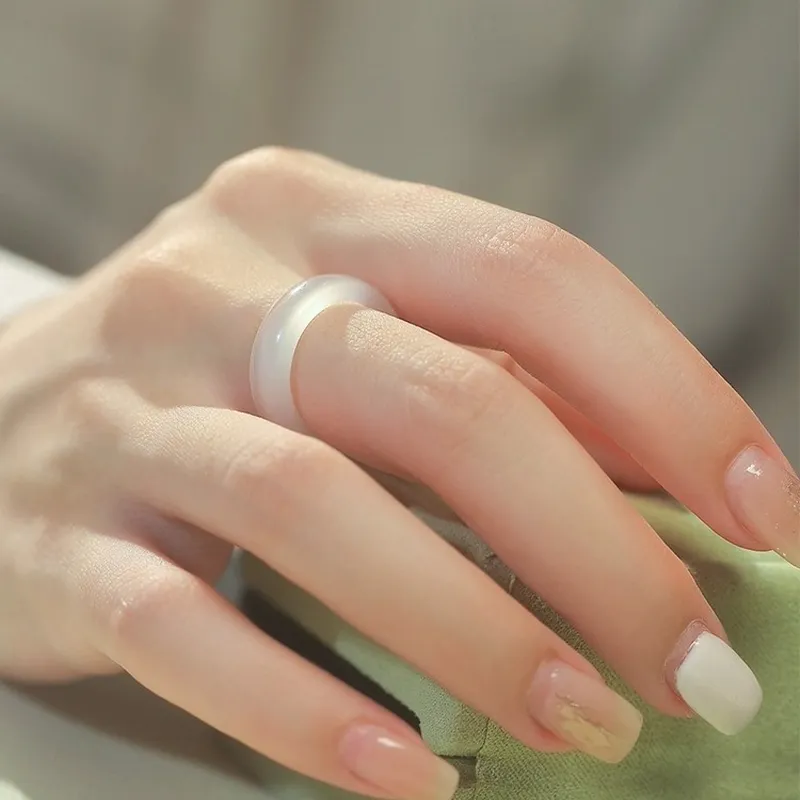 Jade Ink Love Chalcedony Rings Unisex-1