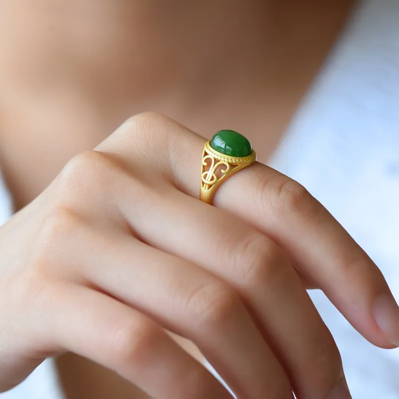 Jade Ink Love Hetian Jade Rings Jasper Unisex-6