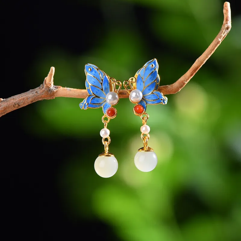 Jade Ink Love Hetian Jade Earrings White Jade/Pale Greenish White Jade Women's-1
