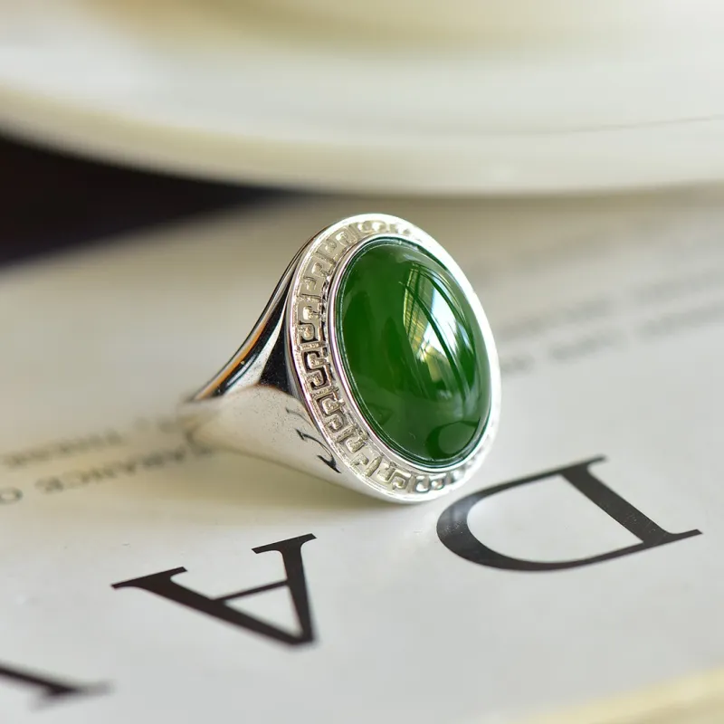 Jade Ink Love Hetian Jade Rings Jasper Unisex-1