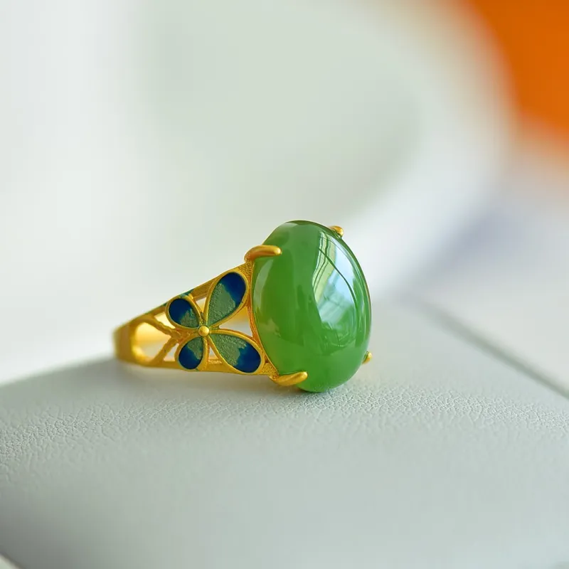 Jade Ink Love Hetian Jade Rings Jasper Women's-5
