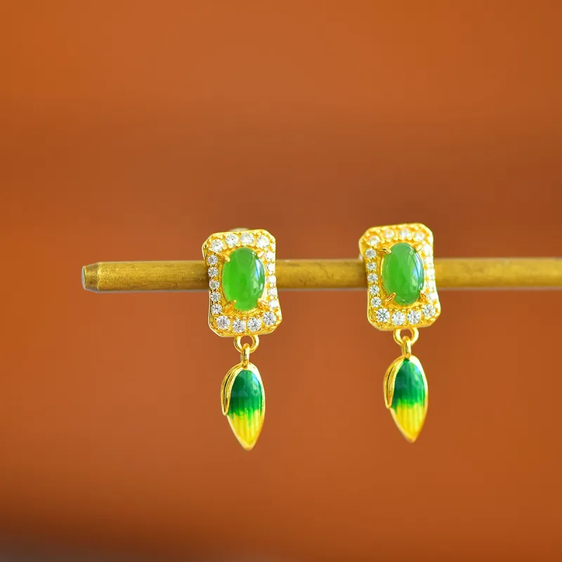 Jade Ink Love Hetian Jade Earrings Jasper Women's-1