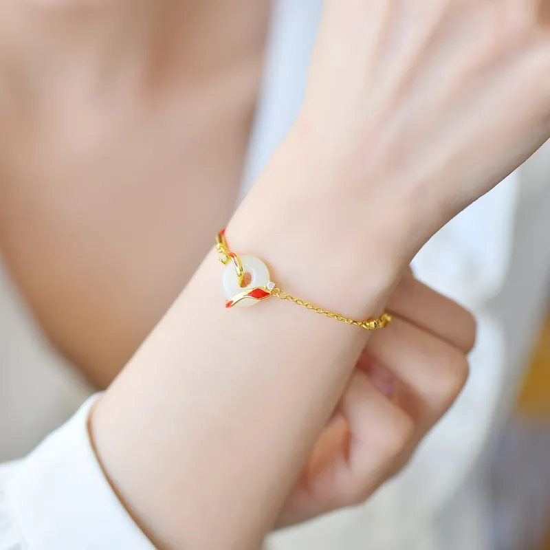 Jade Ink Love Hetian Jade Bracelets White Jade Unisex-5