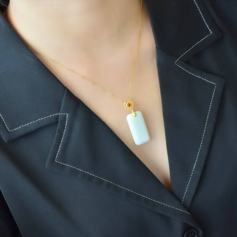Jade Ink Love Chinese Fashion Trend Classic White Jade Unisex-2