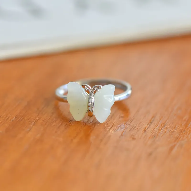 Jade Ink Love Rings White Jade Women's-1
