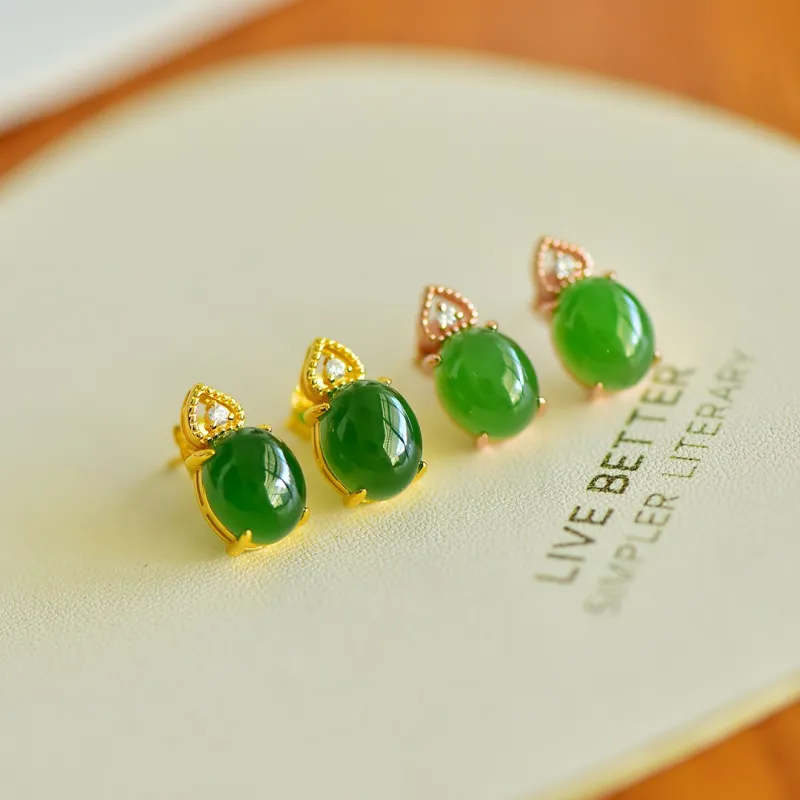 Jade Ink Love Hetian Jade Earrings Jasper Women's-7