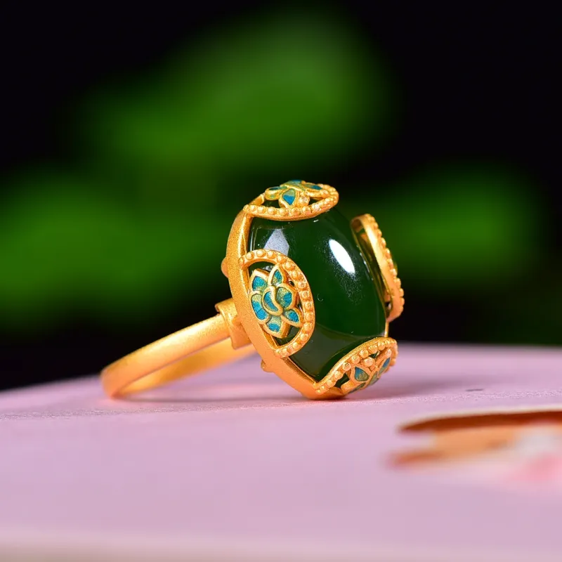 Jade Ink Love Hetian Jade Rings Jasper Women's-2