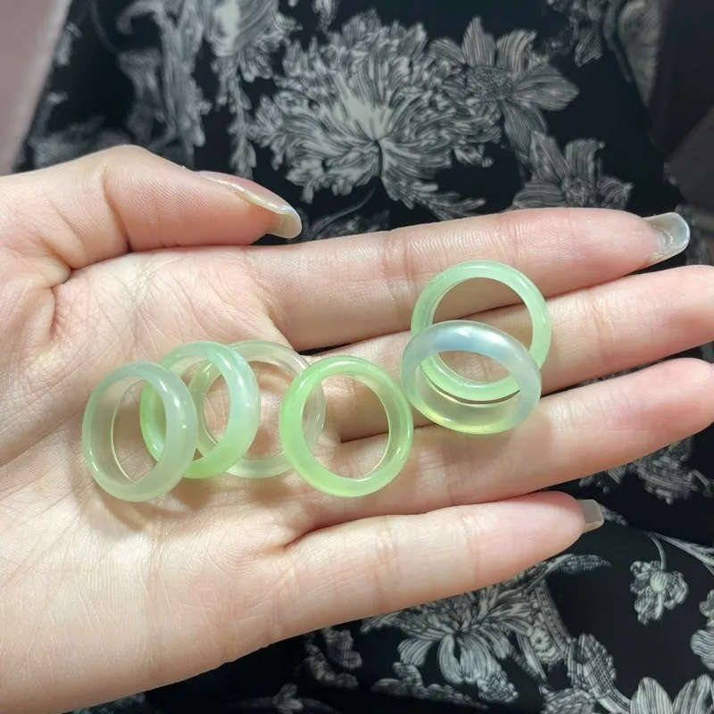 Jade Ink Love Chalcedony Ring Color Random Shipment Unisex-2