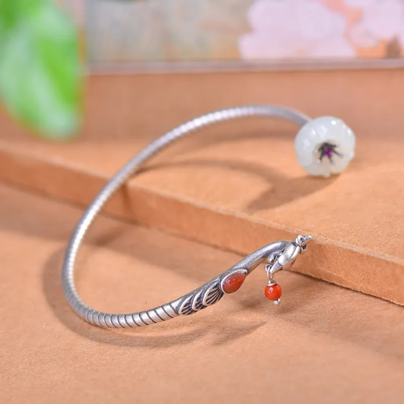Jade Ink Love Bangles White Jade Women's-3
