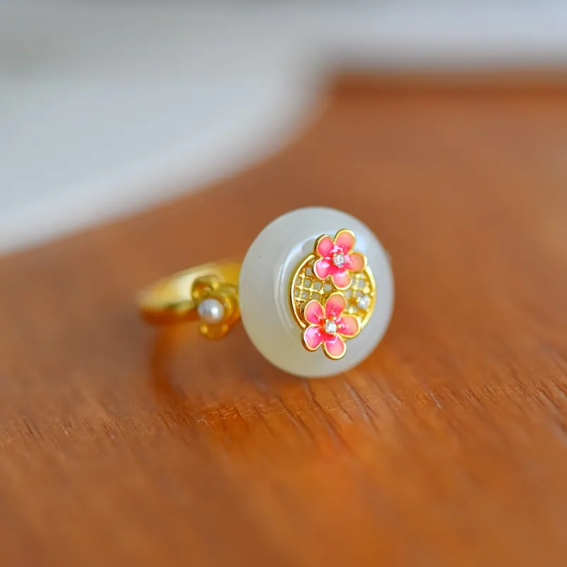 Jade Ink Love Hetian Jade Rings White Jade Unisex-4