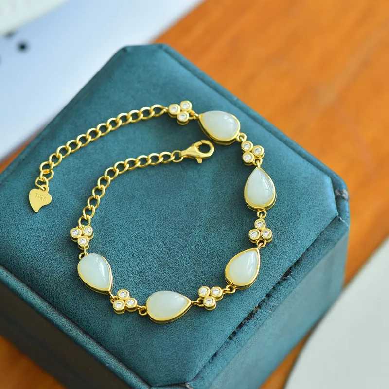 Jade Ink Love Hetian Jade Bracelets White Jade Women's-1