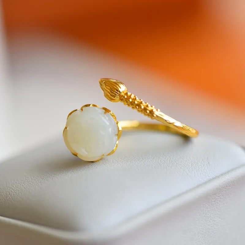 Jade Ink Love Hetian Jade Rings White Jade Unisex-4