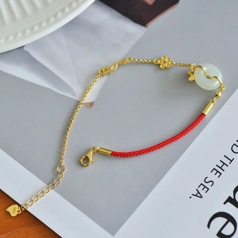 Jade Ink Love Hetian Jade Bracelets White Jade/Pale Greenish White Jade Unisex-4