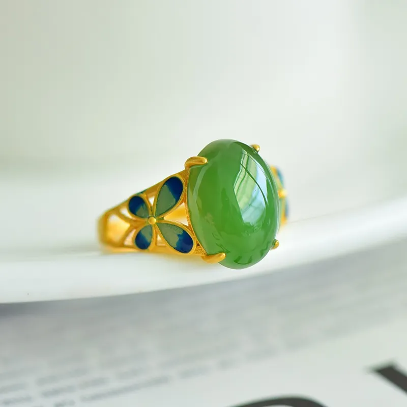 Jade Ink Love Hetian Jade Rings Jasper Women's-2