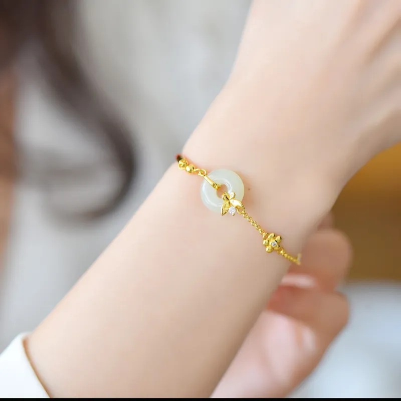 Jade Ink Love Hetian Jade Bracelets White Jade/Pale Greenish White Jade Unisex-6
