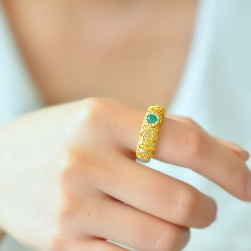 Jade Ink Love Hetian Jade Rings White Jade/Pale Greenish White Jade Unisex-6