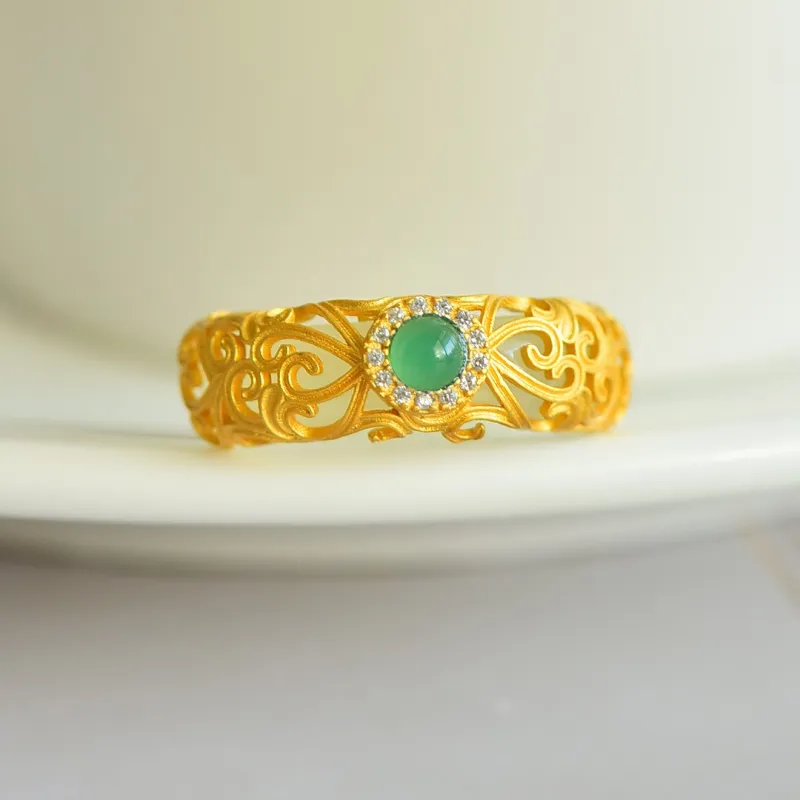 Jade Ink Love Hetian Jade Rings White Jade/Pale Greenish White Jade Unisex-5