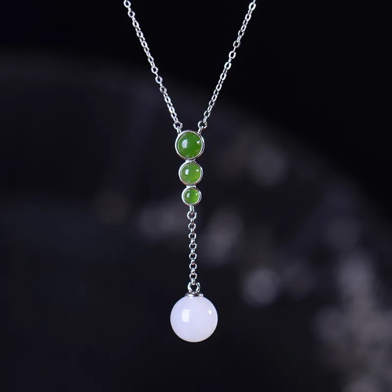 Jade Ink Love Minimalist Style Versatile White Jade Women's-2