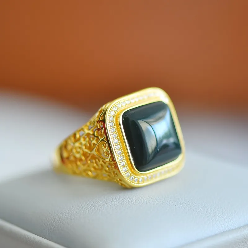 Jade Ink Love Hetian Jade Rings Green Jade Women's-1