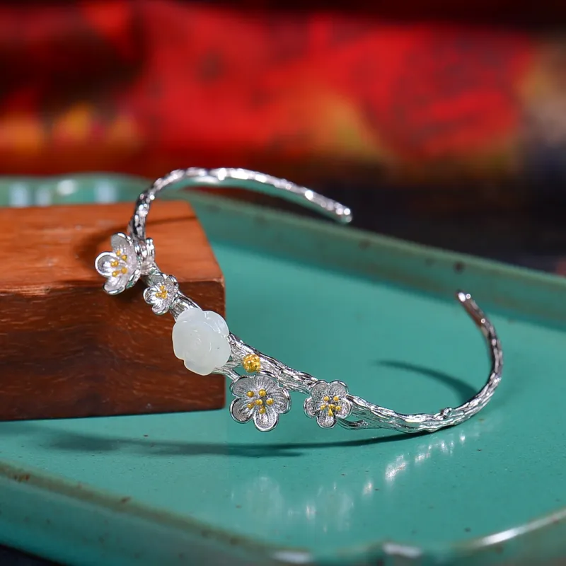 Jade Ink Love Bangles White Jade Women's-3