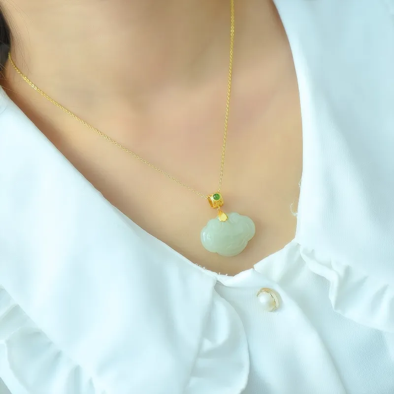 Jade Ink Love Chinese Fashion Trend, Chinese Style, Niche White Jade/Pale Greenish White Jade Unisex-2