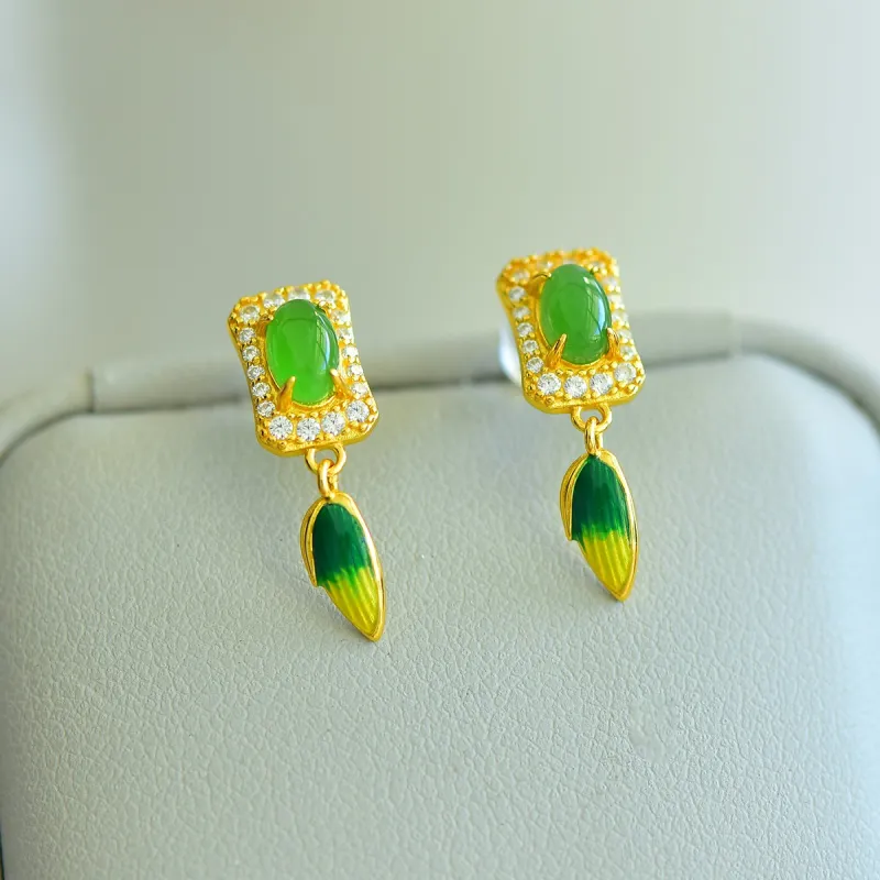 Jade Ink Love Hetian Jade Earrings Jasper Women's-4