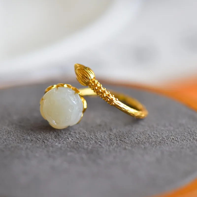 Jade Ink Love Hetian Jade Rings White Jade Unisex-2