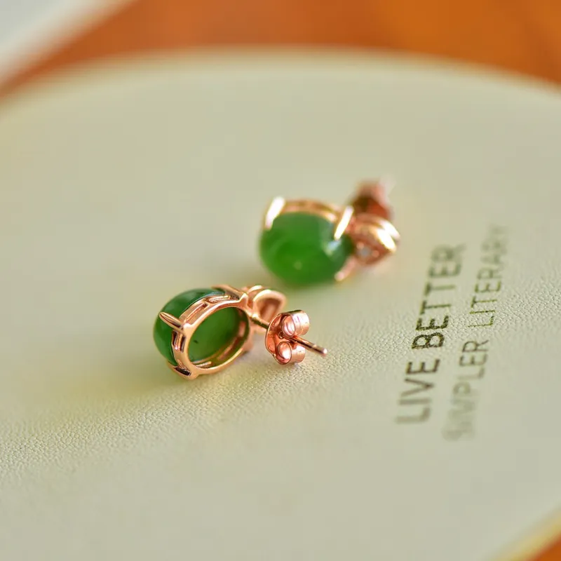 Jade Ink Love Hetian Jade Earrings Jasper Women's-6