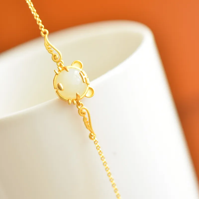 Jade Ink Love Hetian Jade Bracelets White Jade Unisex-3