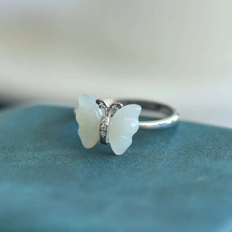 Jade Ink Love Rings White Jade Women's-3