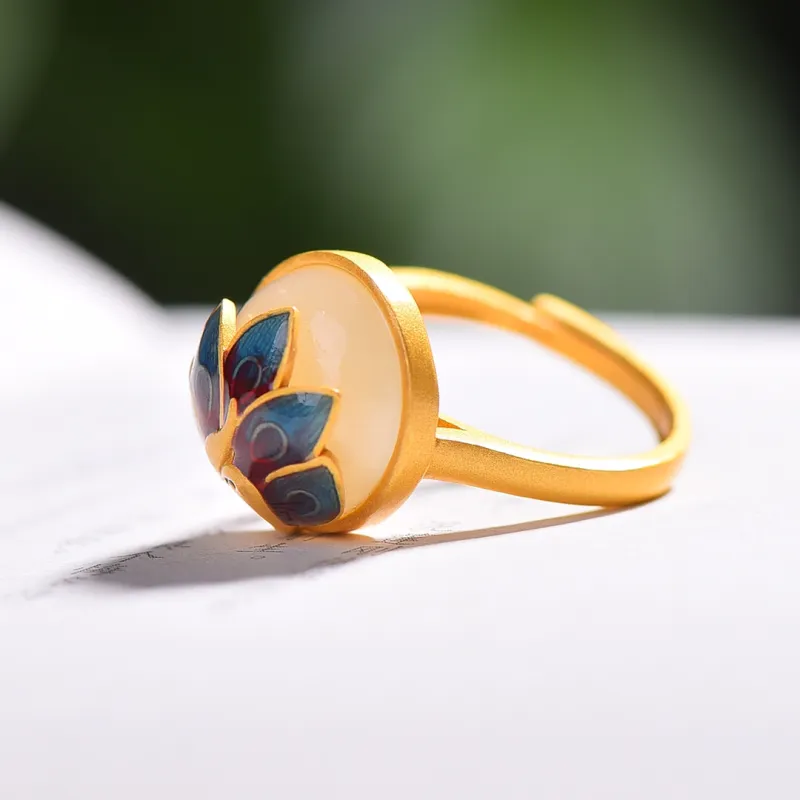 Jade Ink Love Hetian Jade Rings White Jade Women's-2