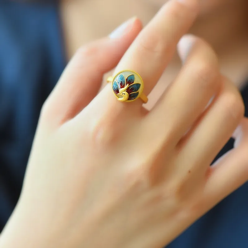 Jade Ink Love Hetian Jade Rings White Jade Women's-5