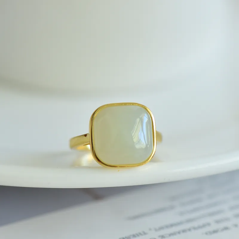 Jade Ink Love Hetian Jade Rings White Jade/Pale Greenish White Jade Women's-1