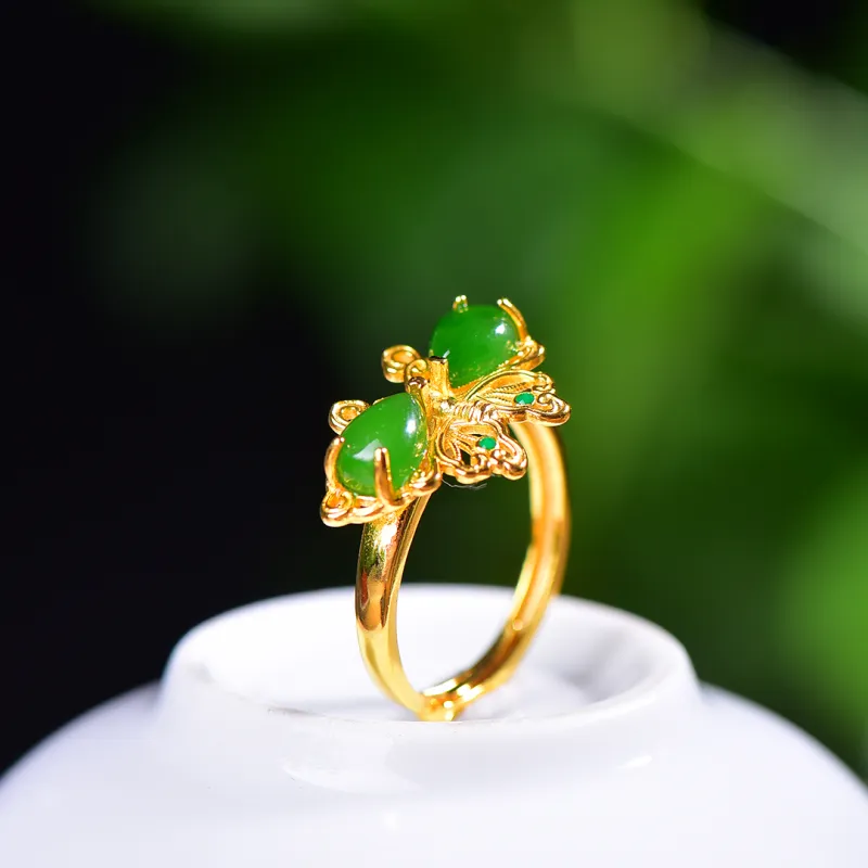 Jade Ink Love Hetian Jade Rings Jasper Women's-3