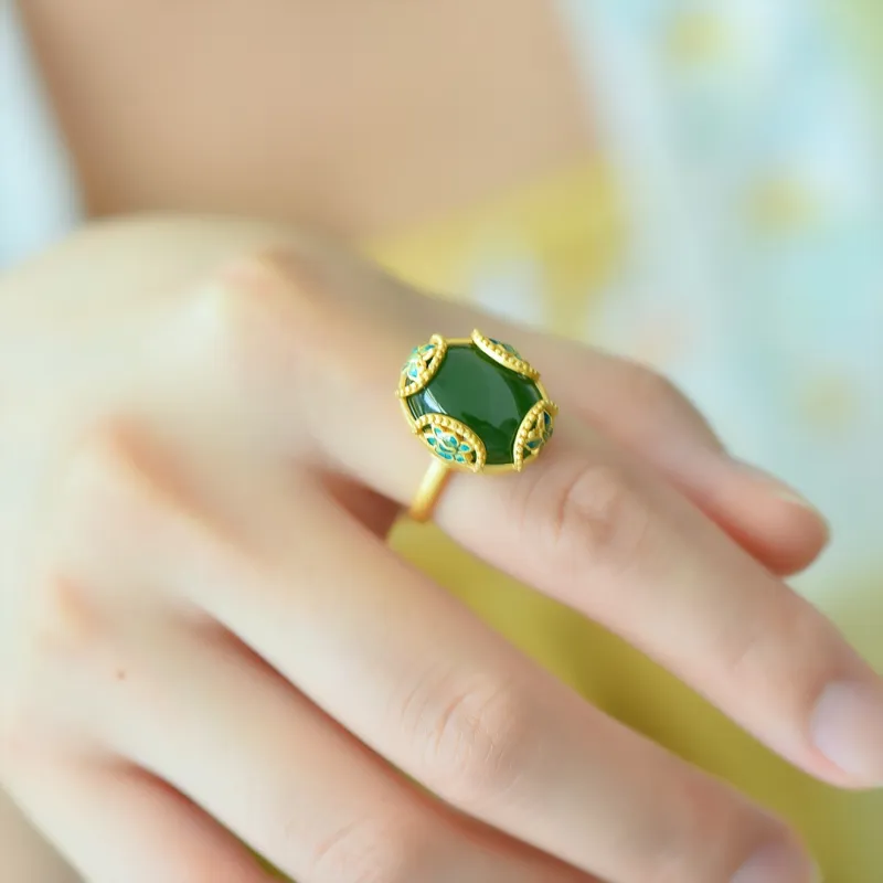 Jade Ink Love Hetian Jade Rings Jasper Women's-5